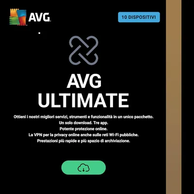 AVG Ultimate 2026 | Antivirus per 10 Dispositivi | 1 Anno | Codice via Email
