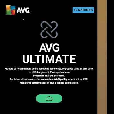 AVG Ultimate 2026 | 10 appareils | Antivirus | 1 An | Code d'activation par email