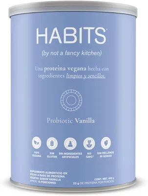 Habits por No Ser Fanático de la Cocina | Proteína Vegetal en Polvo | Sabor Vainilla 488 g | 21.5 g de Proteína por Porción | Sin Azúcar