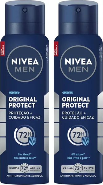 Kit Desodorante Antitranspirante NIVEA MEN Aerossol Original Protect 48h 150ml (2 unidades) - 28% de Desconto