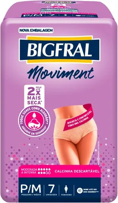 Roupas Íntimas Bigfral Moviment Feminina P/M 7 Unidades