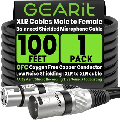 GEARit XLR Cables 100ft OFC Microphone Cable