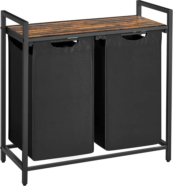 Kosz na pranie VASAGLE z 2 wyjmowanymi torbami, metalowa rama, 46L x 2