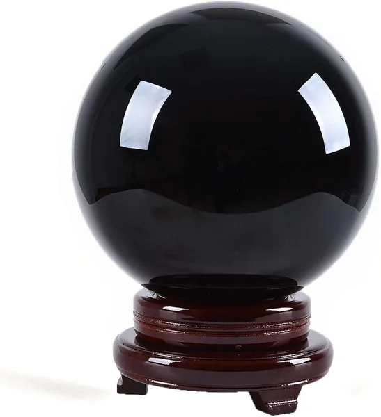LONGWIN 8 inch Black Crystal Ball Obsidian Healing Crystals Home Decor