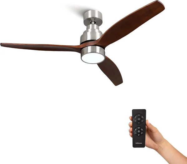 Mellerware Ceiling Fan with Remote Control Brizy Bright | 30 W | 6 Speeds | Ultra Quiet | 3 Blades 132 Diameter | Summer-Winter Function | Timer | LED