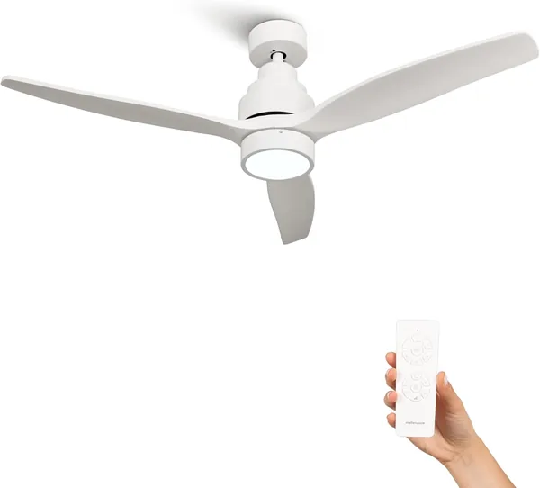 Mellerware - Ventilador de techo Brizy Bright con control remoto | 30 W | 6 velocidades | Ultra silencioso | 3 aspas de 132 cm | Verano-Wi
