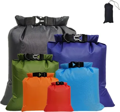 6pcs Waterdichte Droogzakken - Draagbare Combo Pouch met Grote Capaciteit - Snorkel- en Kajakzak voor Reizen, Raften