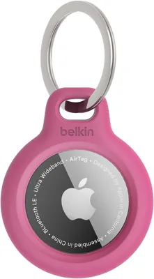 Belkin F8W973btPNK AirTag Beugel met Sleutelhanger (Stabiel Beschermend Etui voor AirTag, Krasbestendig Accessoire) - Roze
