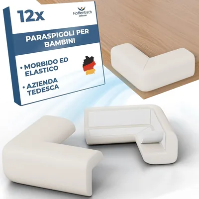 Hoffenbach 12 Pezzi Protezioni Angolari in Gomma per Bambini, Proteggi-Angoli Autoadesivi per Mobili e Bordi di Tavolo, Protezioni Angolari