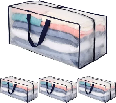 VENO 4 Pack Heavy Duty Large Clear Bags with Straps - Best Deal