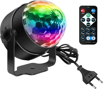 Disco Ball SEBRUANC Mini LED Lumières de Fête Contrôle Musique DJ Rotatif Éclairage de Scène 3W RGB avec Télécommande pour Maison, Anniversaire