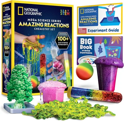 National Geographic Amazing Chemistry Set - Mega Kit, Glowing Worms, Crysta