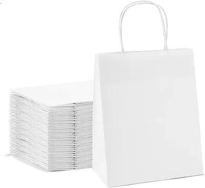 SNH Packing Kraft Paper Bag White Twisted Handle 28x22x12cm Party Bags Hen Birthday