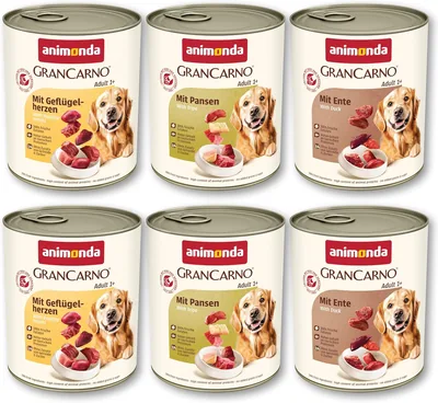 Animonda Gran Carno Adult Dog Food, Nassfutter für Hunde, Mix 3, 6 x 800 g