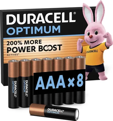 Duracell Optimum AAA Alkaline Batterijen, 8 stuks, 1.5V, LR03 | 200% Meer Krachtboost Ingrediënten - Energie-intensieve Apparaten