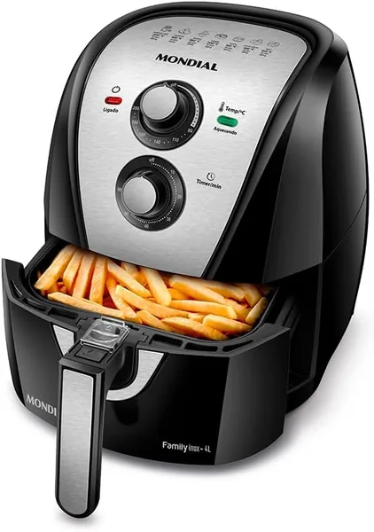 MONDIAL Fritadeira Sem Leo Air Fryer 4L Preto Inox 1500W 220V