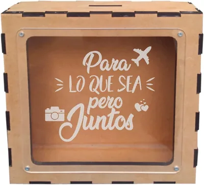 Alcancía de Madera Personalizable 23x23x7 cm (MDF) - 12% Descuento