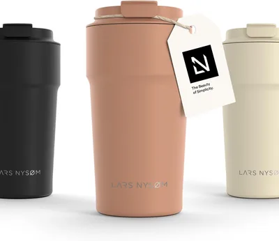Taza de café térmica LARS NYSØM 500 ml - Taza para llevar - Aislada | Taza de café reutilizable de acero inoxidable - Mantiene caliente 4h, fría 8h