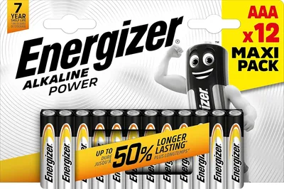 Energizer Alkaline Power - 12 AAA Baterías de Larga Duración, Libre de Sulfación y Vida Útil de 7 Años - Oferta del 13% de Descuento
