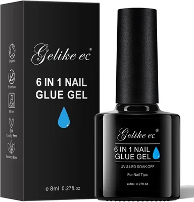 Gelike 8er Pack UV Nagelkleber für Tipps, Extra Starke Gel-Nagelkleber für falsche Nägel, Nagelkunst, Natürliche Nägel, Rissige Nägel - 35% Rabatt