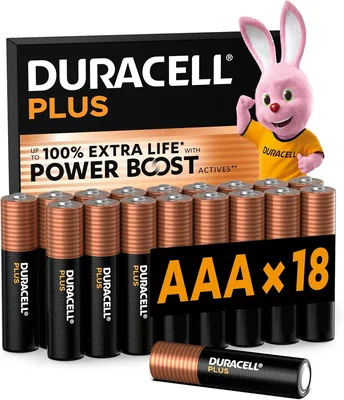 Duracell Plus AAA Baterías Alkalinas (Paquete de 18) 1.5V, LR03 | Hasta un 100% de Vida Extra con POWER BOOST ACTIVES - Control de Juego