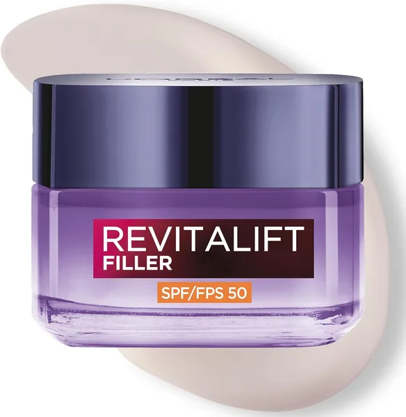 L'Oréal Paris Revitalift Filler Day Cream with SPF 50 Sun Protection, Anti-Aging and Anti-Wrinkle, with Hyaluronic Acid