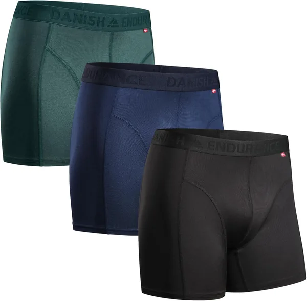 DANISH ENDURANCE 3-Pack Heren Sport Ondergoed Boxer Shorts Sneldrogend Klassiek Pasvorm - 28% Korting