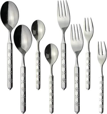 Nagao Herb Dinner Cutlery Set, 8 Pieces, 18-0 Stainless Steel, Dishwasher Safe, Made in Japan - Best Deal