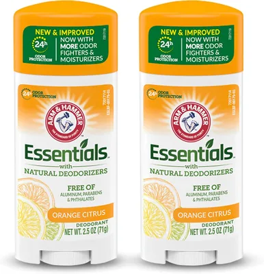 ARM & HAMMER Essentials Deodorant Orange Citrus Solid Oval - Natural Deodorizers, Free Aluminum & Parabens (16% Off)