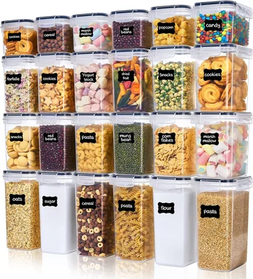 Vtopmart Set mit 24 Aufbewahrungsgläsern mit Deckeln, luftdicht, 33.6 L | Aufbewahrungsgläser mit Deckeln