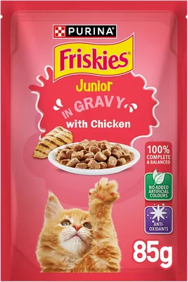 Purina Friskies دجاج في صلصة مرق القطط الصغيرة، 85 جم - أفضل سعر