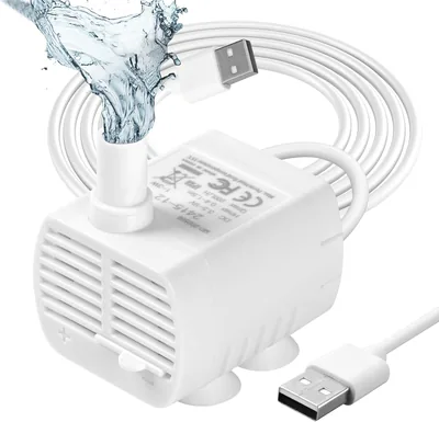 Pompe submersible Flintronic 3W Ultra silencieuse eau USB 200L/H aquarium, statue, hydroponie DC 3.5-9V (0.4-1.5m) #2 Blanc/Côté