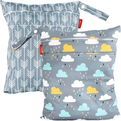 Bolsa de tela impermeable HOMYBABY® [2 unidades] - Organizador de pañales o ropa de la cuna y la escuela - Bolsa de aseo, viajes, playa, piscina