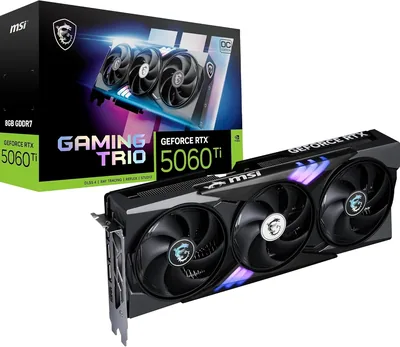 Carte graphique MSI NVIDIA GeForce RTX 5060 Ti 8G Gaming Trio OC - 8 Go GDDR7 (28 Go/s, 128 bits), PCIe 5.0 - TRI FROZR 4 (3 ventilateurs)