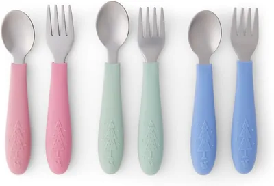 Elk & Friends Kids Silverware with Silicone Handle - Safe Flatware for Toddlers