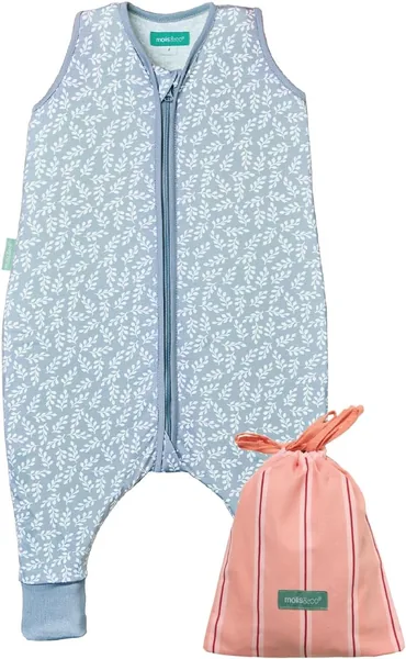 Molis & Co Baby Schlafsack mit Füßen, 0.5 TOG, Größe: 80 cm, Blau Garten, 100% Baumwolle, Oeko-Tex 100 zertifiziert - Best Deal