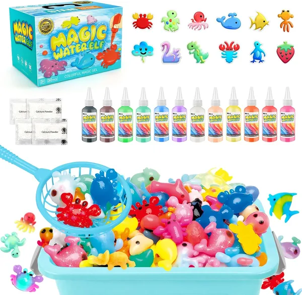 MOMSIV Aqua Gelz Set, Juego de Gel Mágico DIY 3D para Niñas de 4 a 7 Años - Kit de Hada de Agua Mágica con 12 Colores