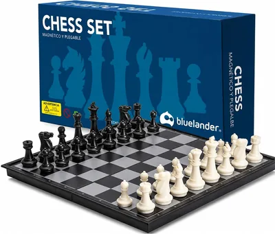 Ajedrez Profesional Bluelander Magnético, Diseño Clásico de Lujo, Tablero Plegable Portátil 25cm x 25cm
