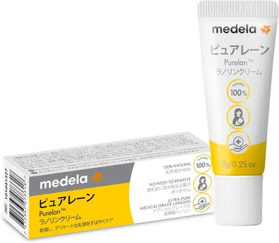 メデラ公式 乳房用クリーム ピューラン 0.2oz (7g)、授乳前擦り不要、天然100%ラノリン、優しい