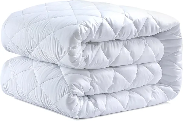 Caroline Shatuik Mattress Protector Double Bed Extra Deep fitted 40cm Stretch Skirt Anti Allergy- Mattress Topper Cover(137 X 190cm)