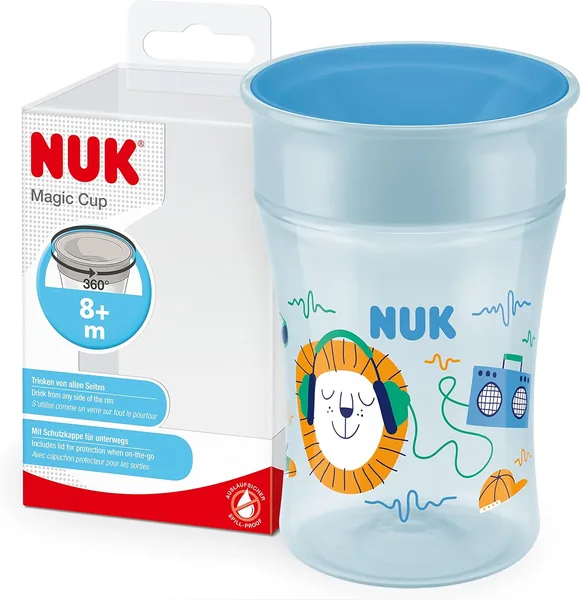 NUK Magic Cup Learning Cup Blue Hedgehog 230ml Leak-proof 360° Drinking Rim BPA-Free