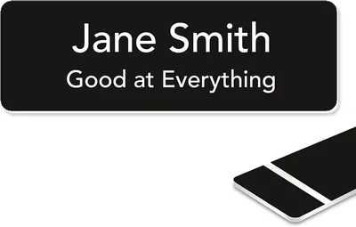 Custom Engraved Name Tags - Black White Text