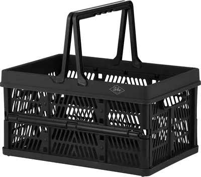 フジボッキ 86446 折りたたみ式コンテナかご、幅15.0×奥行10.0×高さ7.9インチ（38×25.5×20cm）、ブラック、ハンドル付属