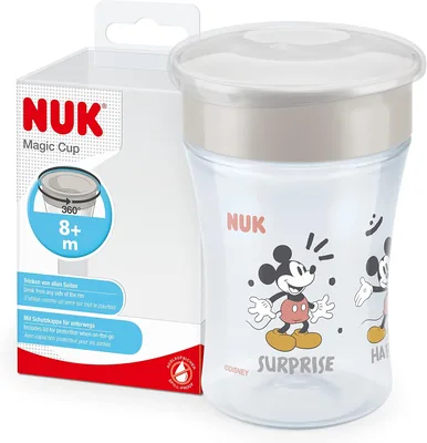 Taza NUK Magic Spill Proof con Tapa de 360°, Mickey Mouse, 8 meses, BPA Free, 230ml, 1 unidad