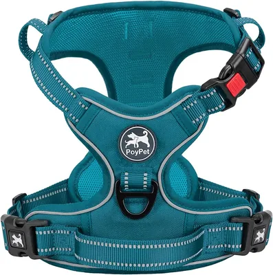 Hamse et PoyPet No Pull Dog Harness Réflectif - Veste Douce et Ajustable pour Chiens sans Corde, Taille Médium