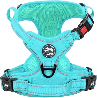 Harnais pour chien PoyPet sans tirage, harnais réfléchissant sans étranglement ajustable avec gilet rembourré et poignée pour petits chiens