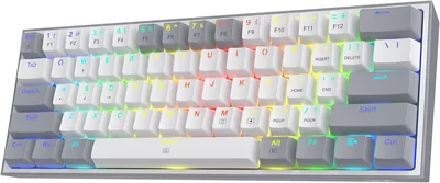 لوحة مفاتيح الألعاب Redragon K617 Fizz 60% سلكية RGB، 61 مفتاح بألوان بيضاء وسوداء، خطية - أفضل صفقة