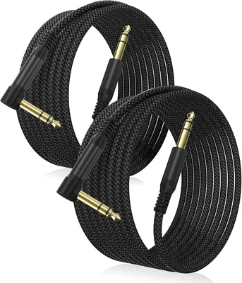 Cables de guitarra eléctrica Elebase 1/4 Inch TRS Balanceado 3M, 2 unidades | Conexión estéreo de 6.35mm Macho