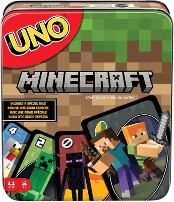 Giochi Mattel Minecraft UNO con Scatola di Metallo, Regole Speciali, Adatto dai 7 Anni in Su