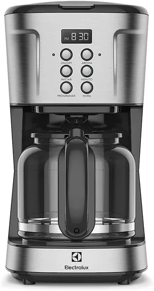 Cafeteira El trica Electrolux inox filtro permanente removivel capacidade 1,5L 38 xicaras fun o timer painel digital desligamento automatico ECM30 127v, cor a o escovado